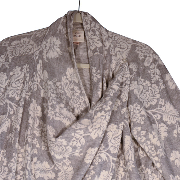 Knox Rose Cardigan Sweater Womens XXL Gray Floral Drape Front Boho Soft Girl - Picture 4 of 14